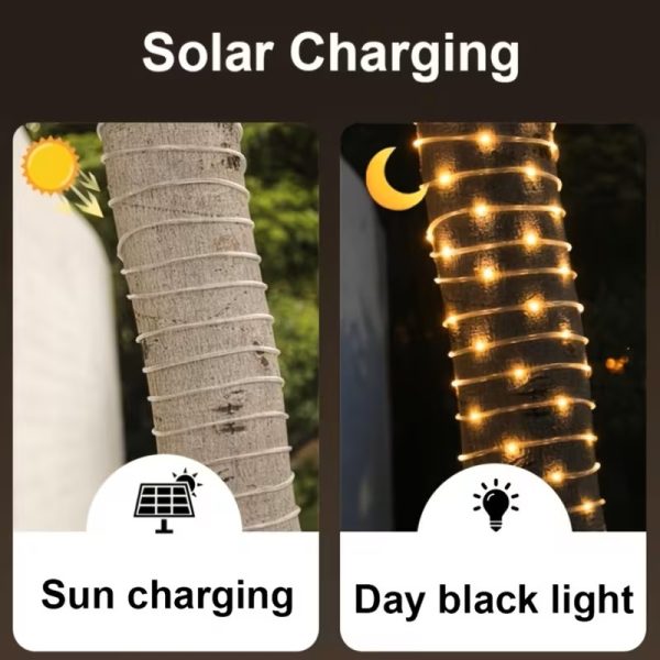 Solar-Powered Outdoor String Lights with 8 Lighting Modes – Flash ...